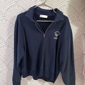 Tory Sport Navy Tennis Half-Zip Pullover